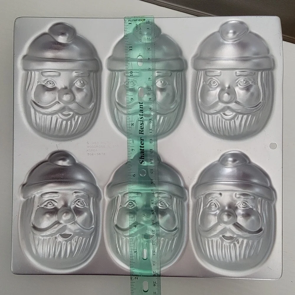 Vtg 1983 Wilton Mini Santa Claus Cake Pan 6 Molds 502-3878 Aluminum Muffin Jello
